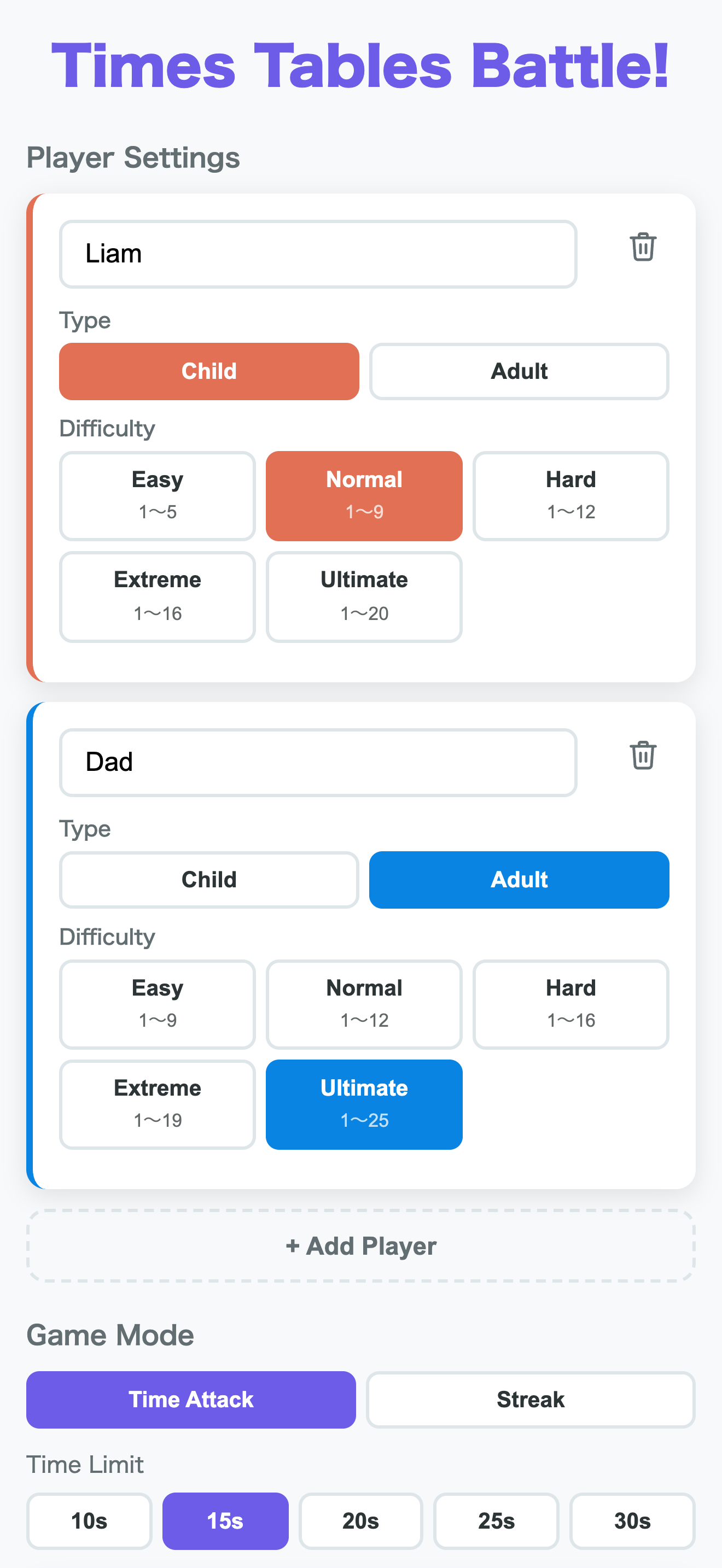 Difficulty setup