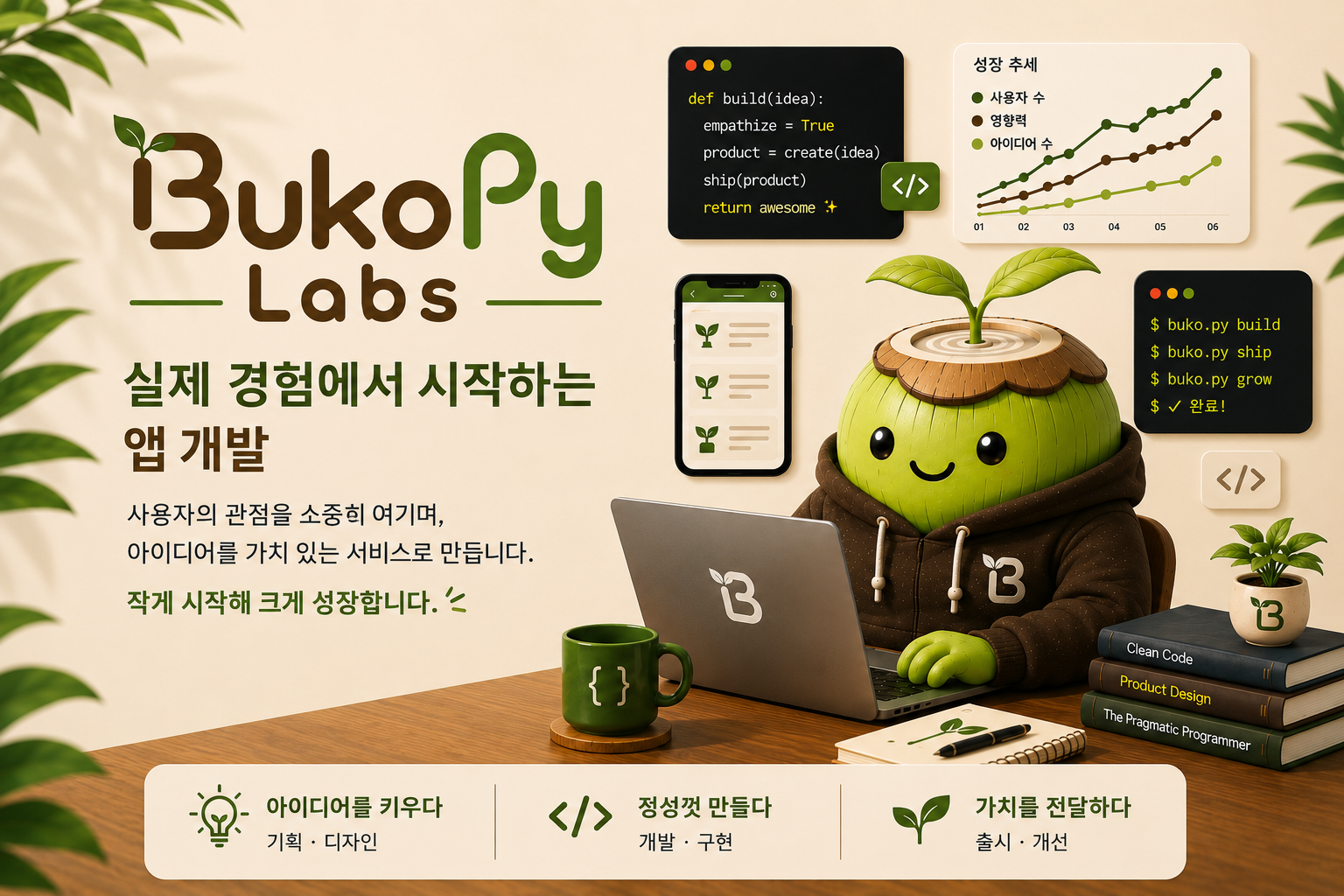 BukoPy Labs — 실제 경험에서 비롯된 앱 개발. 사용자 관점을 중요하게, 아이디어를 가치 있는 프로덕트로.